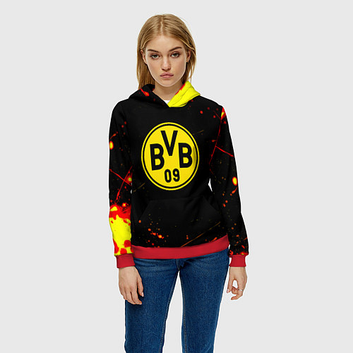 Женская толстовка Боруссиа огненные краски текстура / 3D-Красный – фото 3