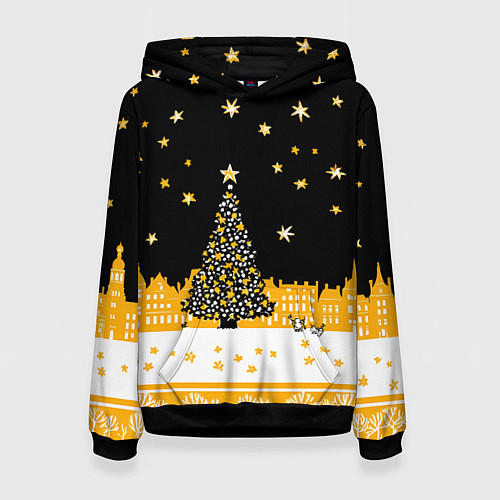 Женская толстовка Новый год в черно-желтом стиле / 3D-Черный – фото 1