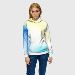Толстовка-худи женская Color yellow blue white, цвет: 3D-белый — фото 2