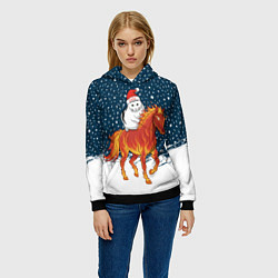 Толстовка-худи женская Кот Бендер и огненный конь - 2026, цвет: 3D-черный — фото 2