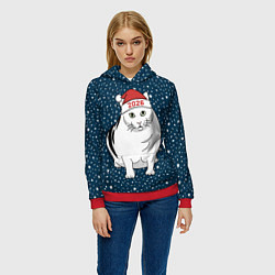 Толстовка-худи женская Кот мем - 2026, цвет: 3D-красный — фото 2