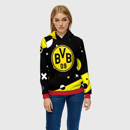 Женская толстовка Borussia геометрия текстура / 3D-Красный – фото 3