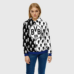 Толстовка-худи женская Borussia черно белые люди, цвет: 3D-синий — фото 2