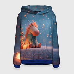 Толстовка-худи женская Игрушечная лошадка 2026, цвет: 3D-синий