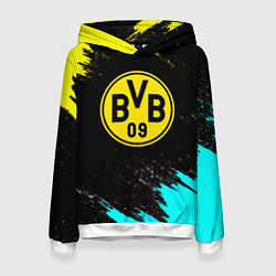 Толстовка-худи женская Borussia краски штрихи, цвет: 3D-белый