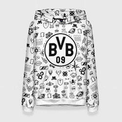 Толстовка-худи женская Borussia game pattern, цвет: 3D-белый