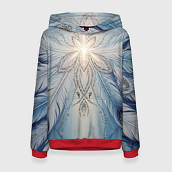 Толстовка-худи женская Ледяной перьевой орнамент со светом, цвет: 3D-красный