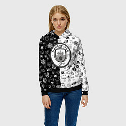 Толстовка-худи женская Манчестер сити ачивки, цвет: 3D-черный — фото 2