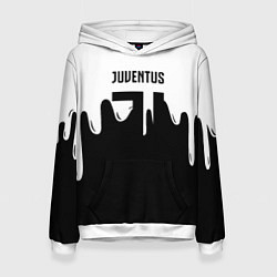 Толстовка-худи женская Ювентус жидкие краски, цвет: 3D-белый
