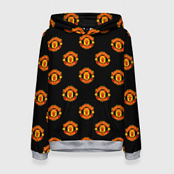 Толстовка-худи женская Manchester United Pattern, цвет: 3D-меланж