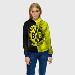 Толстовка-худи женская Borussia Dortmund, цвет: 3D-синий — фото 2