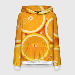 Толстовка-худи женская Апельсин, цвет: 3D-белый