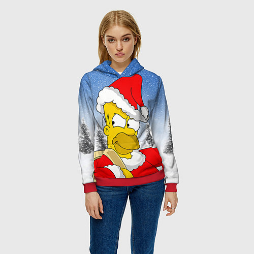 Женская толстовка Санта Гомер / 3D-Красный – фото 3