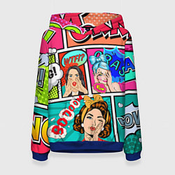 Толстовка-худи женская POP ART, цвет: 3D-синий