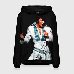 Толстовка-худи женская Элвис поет, цвет: 3D-черный