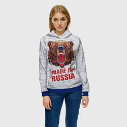 Толстовка-худи женская Bear: Made in Russia, цвет: 3D-синий — фото 2