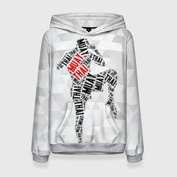 Толстовка-худи женская Muay thai Words, цвет: 3D-меланж