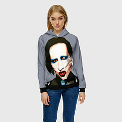 Толстовка-худи женская Mаrilyn Manson Art, цвет: 3D-черный — фото 2