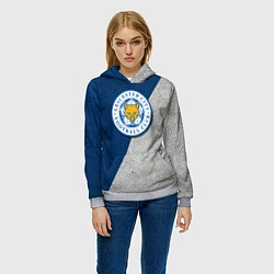 Толстовка-худи женская Leicester City FC, цвет: 3D-меланж — фото 2