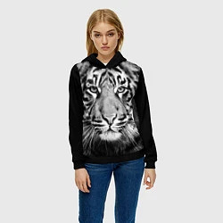 Толстовка-худи женская Красавец тигр, цвет: 3D-черный — фото 2