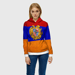 Толстовка-худи женская Армения, цвет: 3D-белый — фото 2