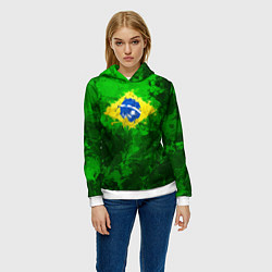 Толстовка-худи женская Бразилия, цвет: 3D-белый — фото 2
