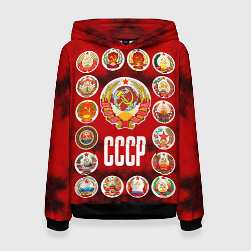 Женская толстовка СССР - гербы советских республик / 3D-Черный – фото 1