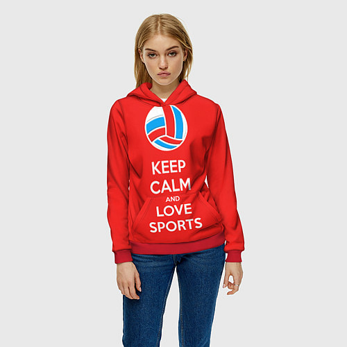 Женская толстовка Keep Calm & Love Volleyball / 3D-Красный – фото 3