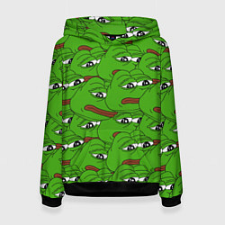 Толстовка-худи женская Sad frogs, цвет: 3D-черный