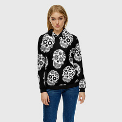 Толстовка-худи женская Черепа, цвет: 3D-черный — фото 2