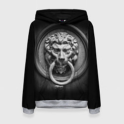 Толстовка-худи женская Скульптура льва, цвет: 3D-меланж
