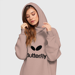 Женское худи-платье Butterfly Logo, цвет: пыльно-розовый — фото 2