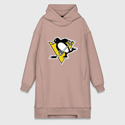 Женское худи-платье Pittsburgh Penguins: Malkin 71, цвет: пыльно-розовый