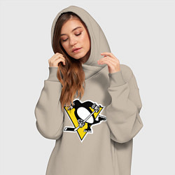 Женское худи-платье Pittsburgh Penguins: Malkin 71, цвет: миндальный — фото 2