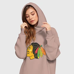 Женское худи-платье Chicago Blackhawks, цвет: пыльно-розовый — фото 2