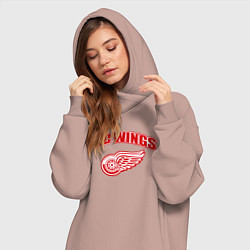 Женское худи-платье Detroit Red Wings, цвет: пыльно-розовый — фото 2