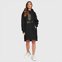 Женское худи-платье Сова-шаман, цвет: черный — фото 2