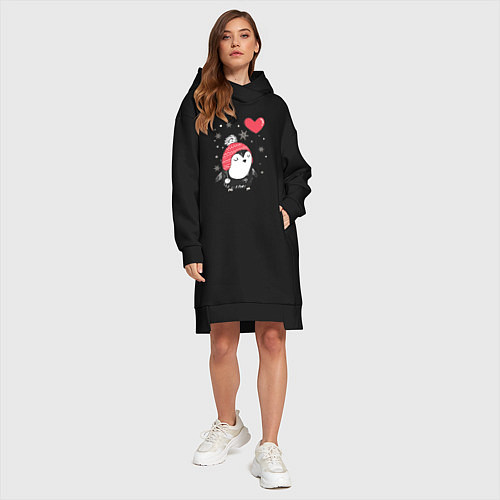 Женская толстовка-платье Пингвин с шариком / Черный – фото 4