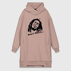Женское худи-платье Bob Marley: Don't worry, цвет: пыльно-розовый