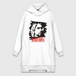 Женское худи-платье Nirvana: Kurt Cobain, цвет: белый