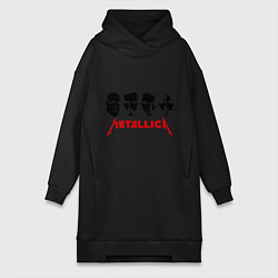 Женское худи-платье Metallica (Лица), цвет: черный