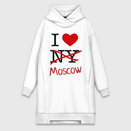 Женская толстовка-платье I love Moscow / Белый – фото 1