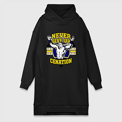 Женское худи-платье Never Give Up: Cenation, цвет: черный