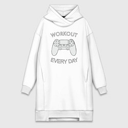 Женское худи-платье WorkOut Every Day, цвет: белый