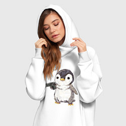 Женское худи-платье Пингвин с пистолетом, цвет: белый — фото 2