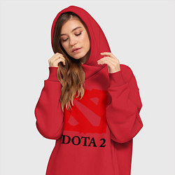 Женское худи-платье Dota 2: Logo, цвет: красный — фото 2
