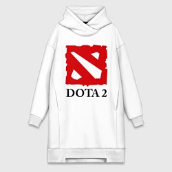 Женское худи-платье Dota 2: Logo, цвет: белый