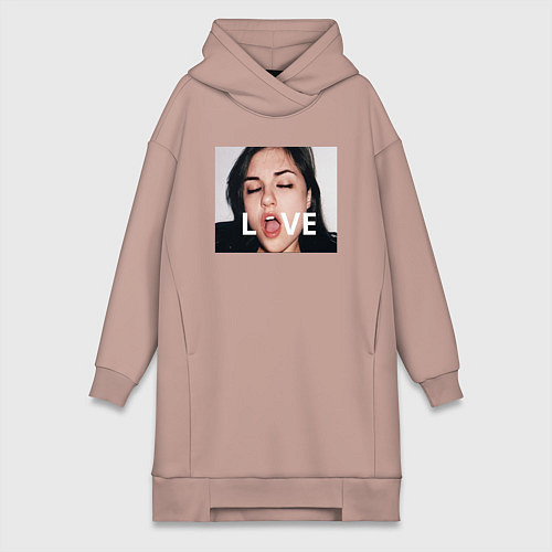 Женская толстовка-платье Sasha Grey LOVE / Пыльно-розовый – фото 1