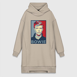 Женское худи-платье Bowie Poster, цвет: миндальный