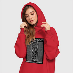 Женское худи-платье Joy Division: Unknown Pleasures, цвет: красный — фото 2